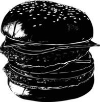 ai généré silhouette Hamburger noir Couleur seulement vecteur