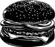 ai généré silhouette Hamburger noir Couleur seulement vecteur