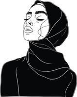 ai généré esthétique femmes hijab continu ligne art style symbole de femmes journées vecteur