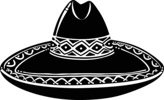 ai généré silhouette mexicain chapeau sombrero noir Couleur seulement vecteur