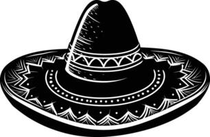 ai généré silhouette mexicain chapeau sombrero noir Couleur seulement vecteur