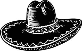 ai généré silhouette mexicain chapeau sombrero noir Couleur seulement vecteur