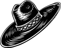 ai généré silhouette mexicain chapeau sombrero noir Couleur seulement vecteur