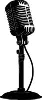 ai généré silhouette microphone avec supporter noir Couleur seulement vecteur