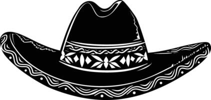 ai généré silhouette mexicain chapeau sombrero noir Couleur seulement vecteur