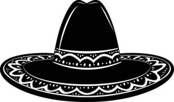 ai généré silhouette mexicain chapeau sombrero noir Couleur seulement vecteur