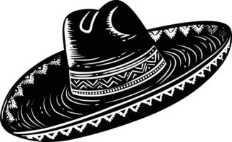 ai généré silhouette mexicain chapeau sombrero noir Couleur seulement vecteur