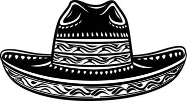 ai généré silhouette mexicain chapeau sombrero noir Couleur seulement vecteur