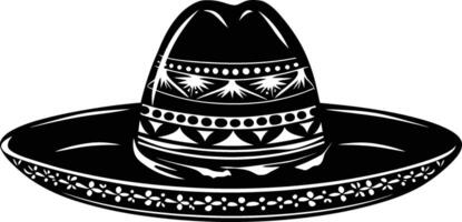 ai généré silhouette mexicain chapeau sombrero noir Couleur seulement vecteur