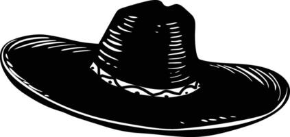 ai généré silhouette mexicain chapeau sombrero noir Couleur seulement vecteur