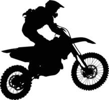 ai généré silhouette motocross sauts dans le air noir Couleur seulement vecteur