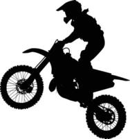 ai généré silhouette motocross sauts dans le air noir Couleur seulement vecteur