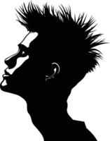 ai généré silhouette punk homme tête peau tête noir Couleur seulement plein corps vecteur