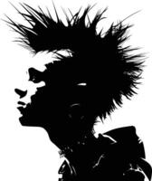 ai généré silhouette punk homme tête peau tête noir Couleur seulement plein corps vecteur