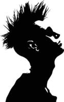 ai généré silhouette punk homme tête peau tête noir Couleur seulement plein corps vecteur