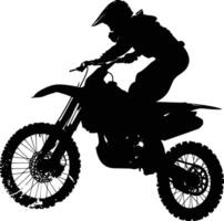 ai généré silhouette motocross sauts dans le air noir Couleur seulement vecteur