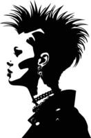 ai généré silhouette punk Dame femme peau tête noir Couleur seulement vecteur