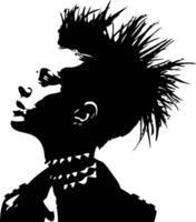 ai généré silhouette punk Dame femme peau tête noir Couleur seulement vecteur