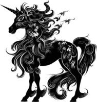 ai généré silhouette Kirin le mythique créature noir Couleur seulement vecteur