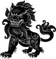 ai généré silhouette komainu le Japonais mythique créature noir Couleur seulement vecteur