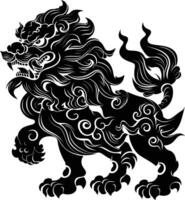 ai généré silhouette komainu le Japonais mythique créature noir Couleur seulement vecteur