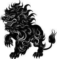 ai généré silhouette komainu le Japonais mythique créature noir Couleur seulement vecteur