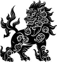 ai généré silhouette komainu le Japonais mythique créature noir Couleur seulement vecteur