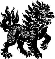 ai généré silhouette komainu le Japonais mythique créature noir Couleur seulement vecteur