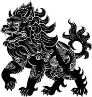 ai généré silhouette komainu le Japonais mythique créature noir Couleur seulement vecteur