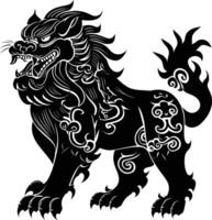 ai généré silhouette komainu le Japonais mythique créature noir Couleur seulement vecteur