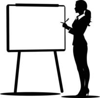 ai généré silhouette affaires femme fabrication présentation sur tableau blanc noir Couleur seulement vecteur