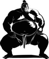 ai généré silhouette Japonais sumo athlète noir Couleur seulement vecteur