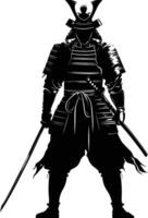 ai généré silhouette Japonais shogun guerrier noir Couleur seulement vecteur