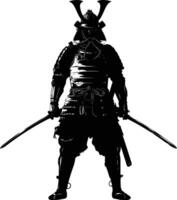 ai généré silhouette Japonais shogun guerrier noir Couleur seulement vecteur