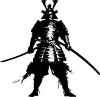 ai généré silhouette Japonais shogun guerrier noir Couleur seulement vecteur