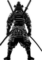 ai généré silhouette Japonais shogun guerrier noir Couleur seulement vecteur