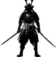 ai généré silhouette Japonais shogun guerrier noir Couleur seulement vecteur