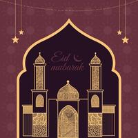 eid mubarak frontière conception avec mosquée et islamique ornement vecteur