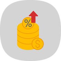 l'intérêt taux plat courbe icône vecteur