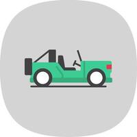 safari jeep plat courbe icône vecteur