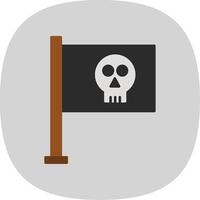 pirate drapeau plat courbe icône vecteur