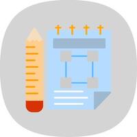 carnet de croquis plat courbe icône vecteur