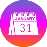 31e de janvier glyphe pente cercle icône vecteur