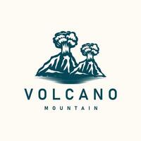 volcan logo illustration silhouette conception volcan Montagne éclater avec Facile rochers et lave vecteur