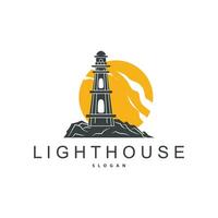 phare logo, balise vecteur moderne Facile plage projecteur la tour, symbole illustration modèle