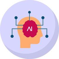 artificiel intelligence plat bulle icône vecteur