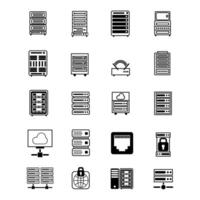 collection de Icônes avec serveur, réseau et lien thèmes, icône grandes lignes avec blanc Contexte vecteur