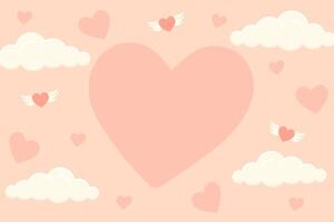 la Saint-Valentin journée Contexte avec en volant cœurs et des nuages. rose vecteur illustration de l'amour. dessin animé élément pour vacances motifs, emballage, dessins