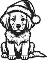 ai généré chiot avec Père Noël chapeau illustration vecteur