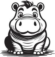 ai généré mignonne dessin animé hippopotame illustration vecteur